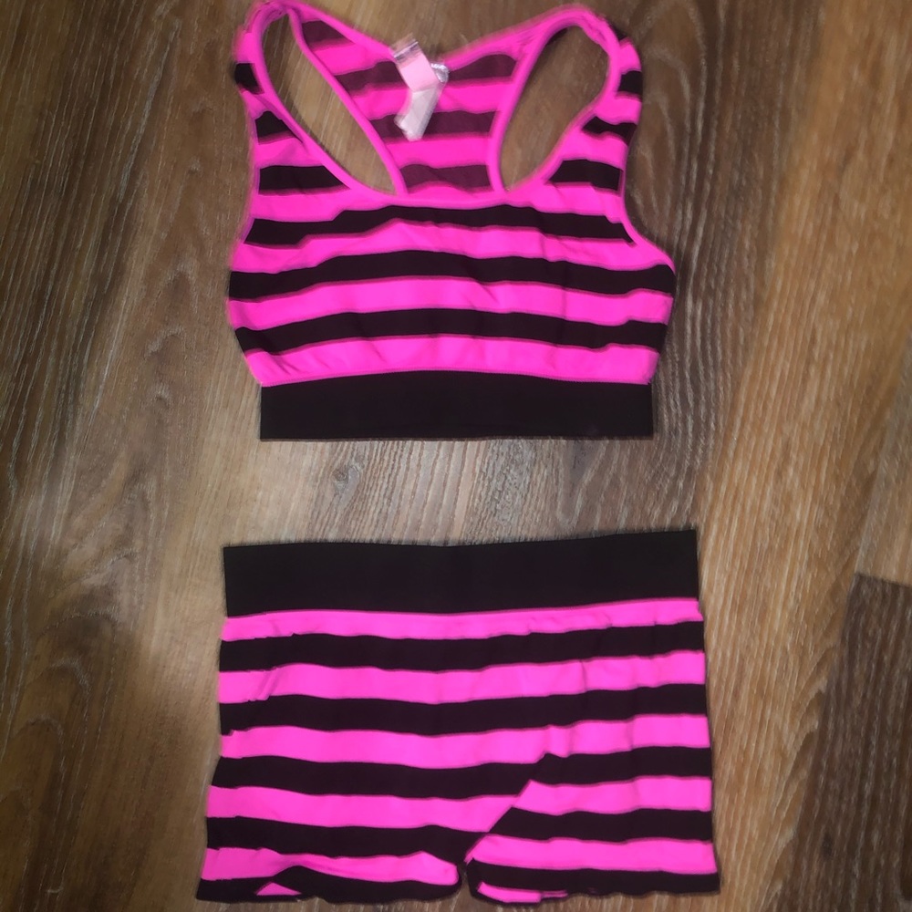 Pink striped dance outfit one size